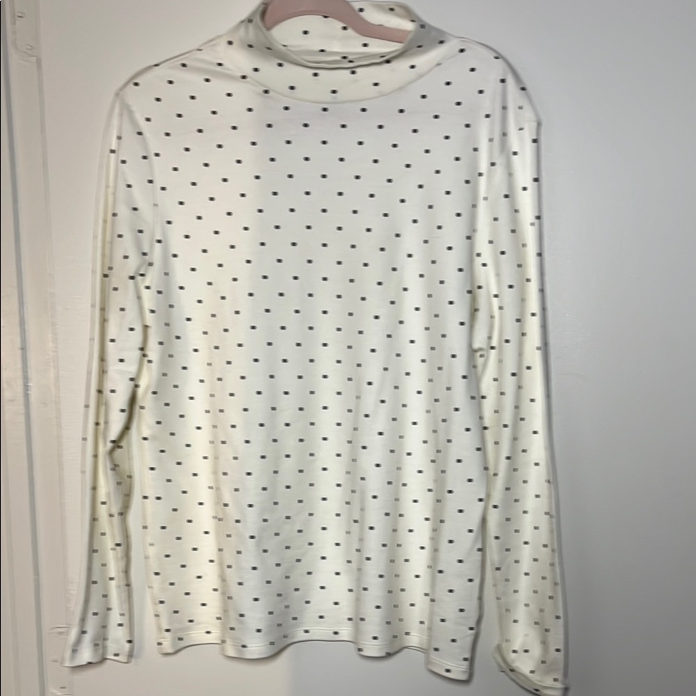 White Polka Dot Long Sleeve Top